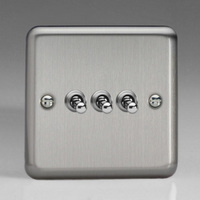 3-Gang 10A Toggle Switch - Matt Chrome