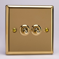 2-Gang 10A Toggle Switch - Victorian Brass