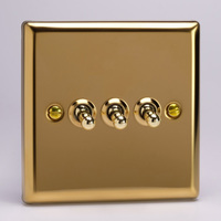 3-Gang 10A Toggle Switch - Victorian Brass