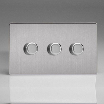 Varilight V-Pro 3 Gang Dimmer - Brushed Steel