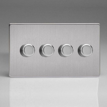 Varilight V-Pro Dimmer 4 Gang Brushed Steel Image