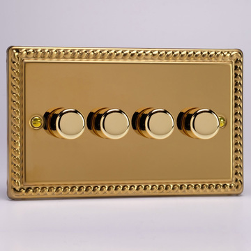 4-Gang 2-Way Georgian Brass LED Dimmer Image