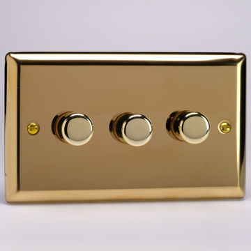 3-Gang 2-Way Victorian Brass LED Dimmer Image