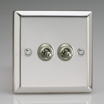 2-Gang 10A Toggle Switch - Mirror Chrome Image