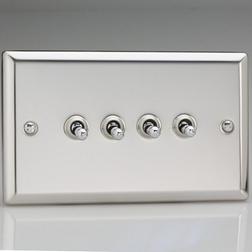 4-Gang 10A Toggle Switch - Mirror Chrome Image