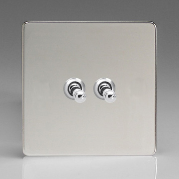 2-Gang 10A Toggle Switch - Polished Chrome Image