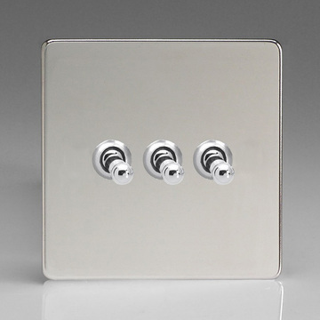 3-Gang 10A Toggle Switch - Polished Chrome Image
