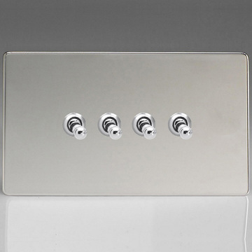4-Gang 10A Toggle Switch - Polished Chrome Image