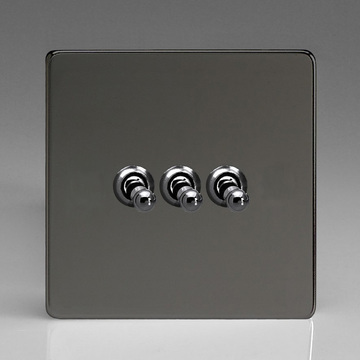 3-Gang 10A Toggle Switch - Iridium Black Image