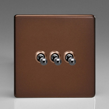 3-Gang 10A Toggle Switch - Mocha Image