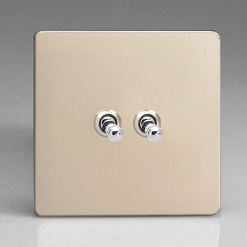 10A Toggle Switch - Satin Chrome 2-Gang Image