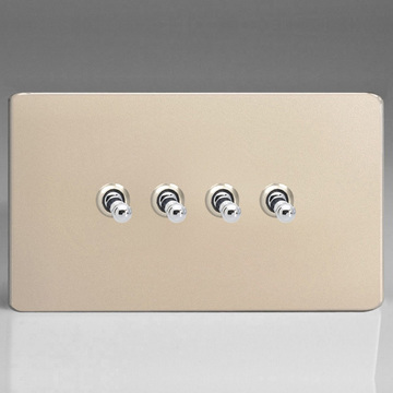10A Toggle Switch - Satin Chrome 4-Gang Image