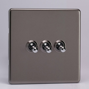 10A Toggle Switch - Pewter 3-Gang Image