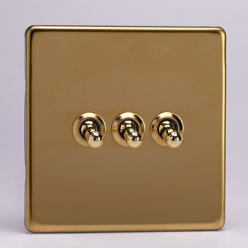 3-Gang 10A Toggle Switch - Polished Brass Image