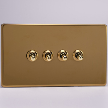 4-Gang 10A Toggle Switch - Polished Brass Image