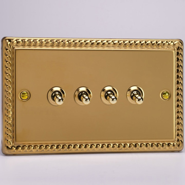 4-Gang 10A Toggle Switch - Georgian Brass Image