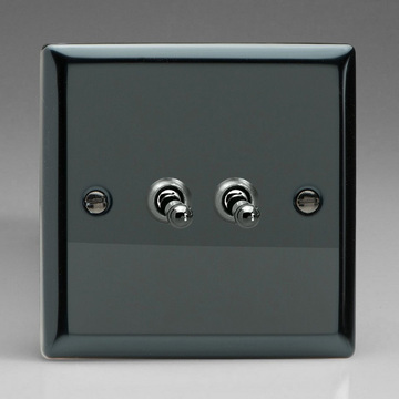 2-Gang 10A Toggle Switch - Iridiam Black Image