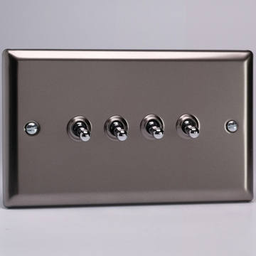 4-Gang 10A Toggle Switch - Pewter Image