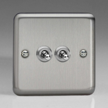2-Gang 10A Toggle Switch - Matt Chrome Image
