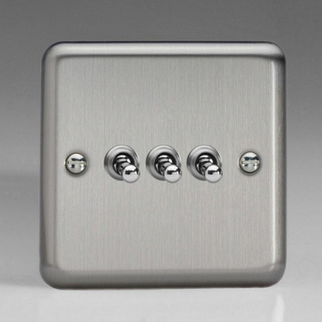 3-Gang 10A Toggle Switch - Matt Chrome Image