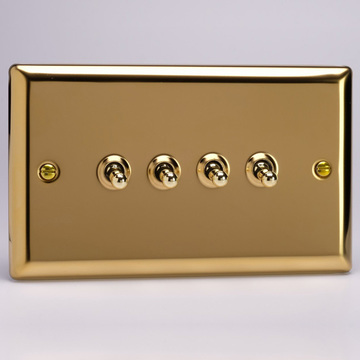 4-Gang 10A Toggle Switch -  Victorian Brass Image