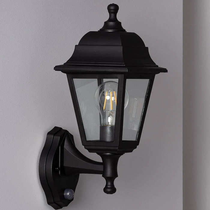 LIMA Black PIR Wall Lantern Image 1