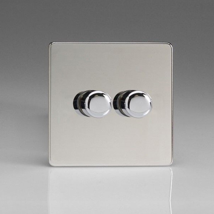 Dimmer Switch 2 Gang Polished Chrome Image 1
