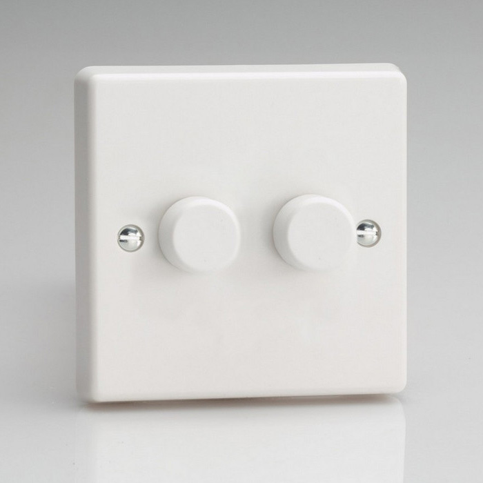 LED Dimmer Switch 2 Gang White Image 1