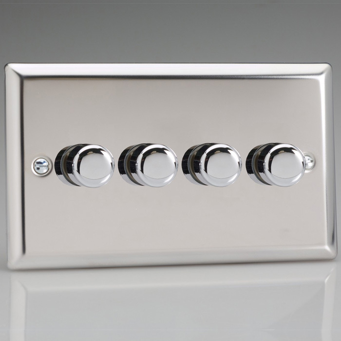 4-Gang 2-Way Mirror Chrome LED Dimmer Image 1