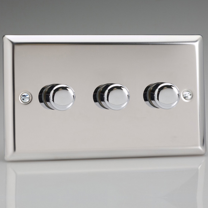 3-Gang 2-Way Mirror Chrome LED Dimmer Image 1