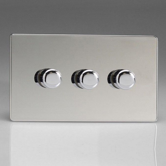 Varilight V-Pro 3 Gang Dimmer - Polished Chrome Image 1
