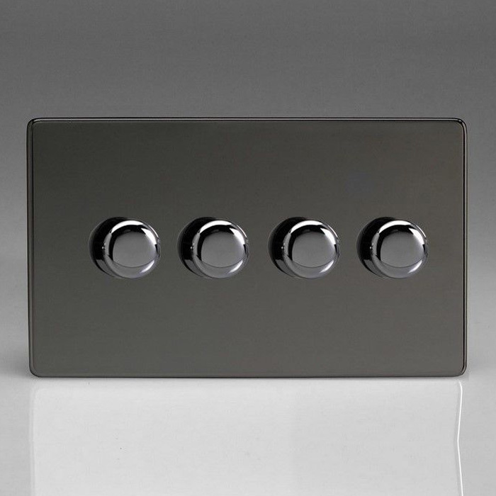 Varilight V-Pro 4 Gang Dimmer - Iridium Black Image 1