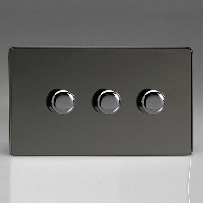 Varilight V-Pro 3 Gang Dimmer - Iridium Black Image 1