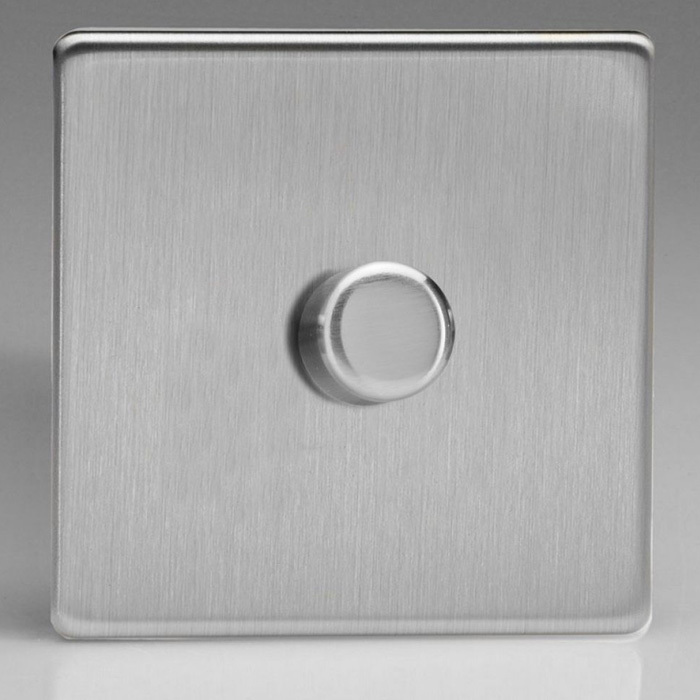Varilight V-Pro 1 Gang Dimmer - Brushed Steel Image 1