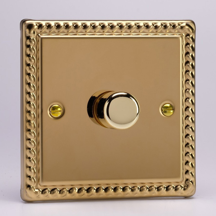 1-Gang 2-Way Georgian Brass LED Dimmer Image 1