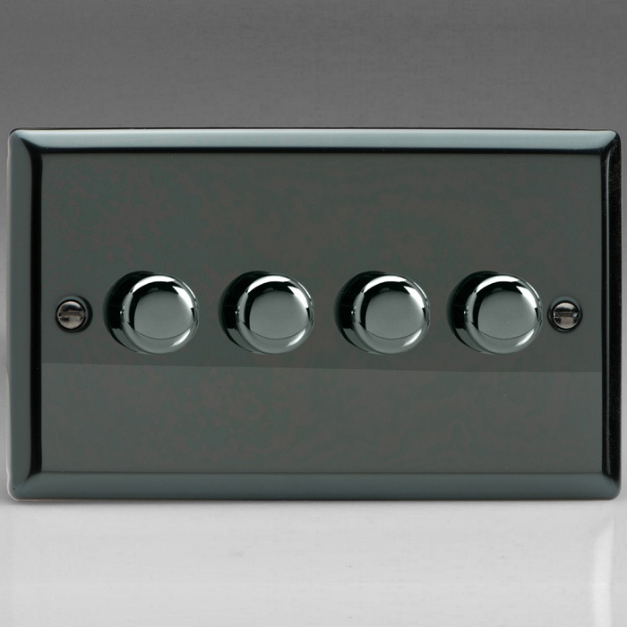 4-Gang 2-Way Iridiam Black LED Dimmer Image 1