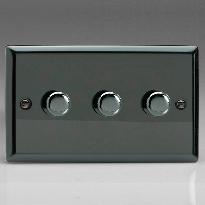 3-Gang 2-Way Iridiam Black LED Dimmer Image 1