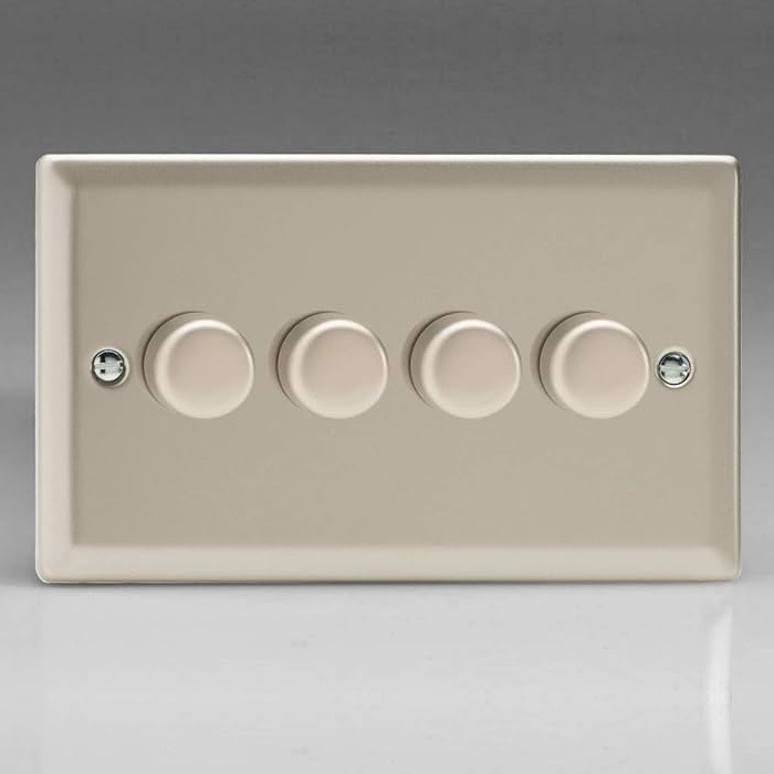 4-Gang 2-Way Satin Chrome LED Dimmer Image 1