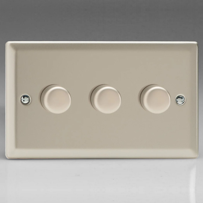 3-Gang 2-Way Satin Chrome LED Dimmer Image 1
