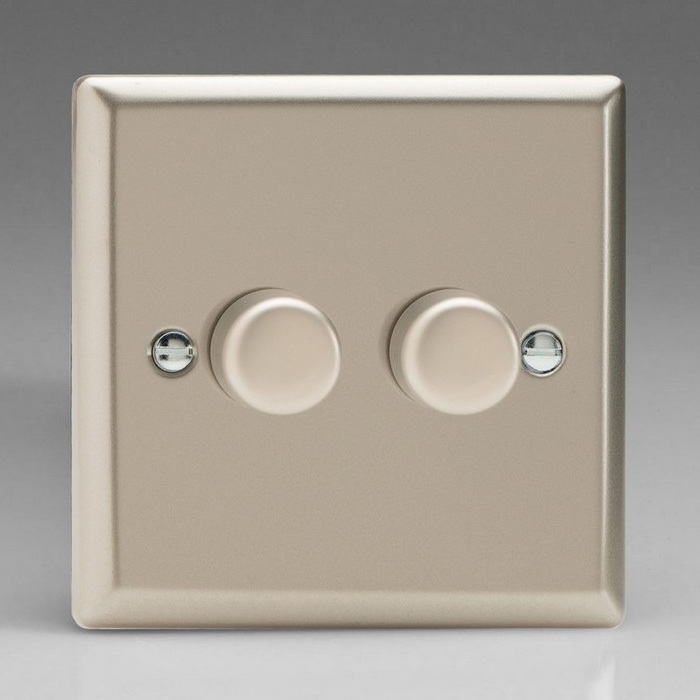 2-Gang 2-Way Satin Chrome LED Dimmer Image 1