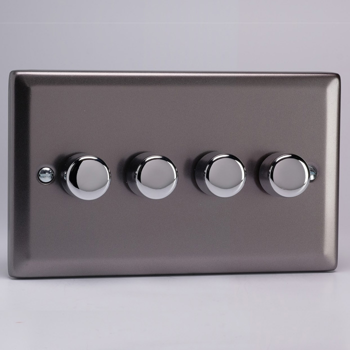 4-Gang 2-Way Pewter LED Dimmer Image 1