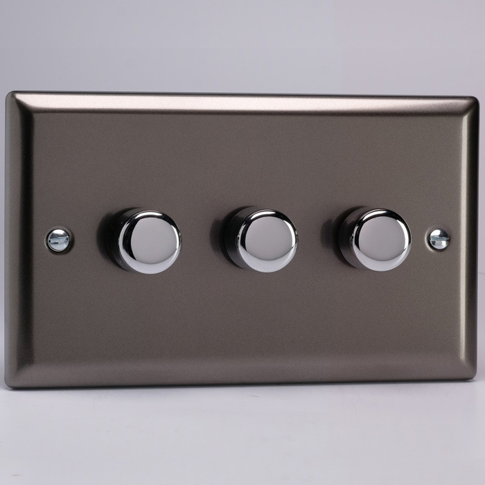 3-Gang 2-Way Pewter LED Dimmer Image 1
