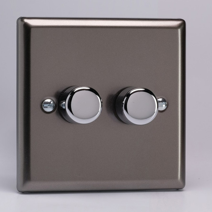 2-Gang 2-Way Pewter LED Dimmer Image 1