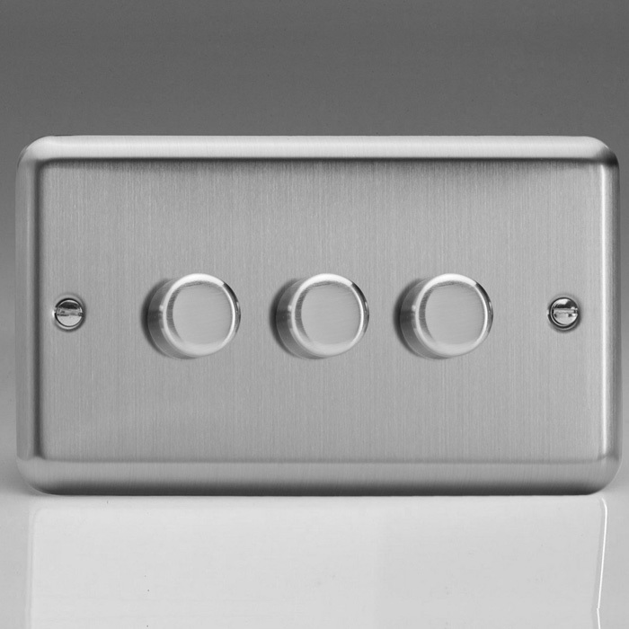 3-Gang 2-Way Matt Chrome LED Dimmer Image 1