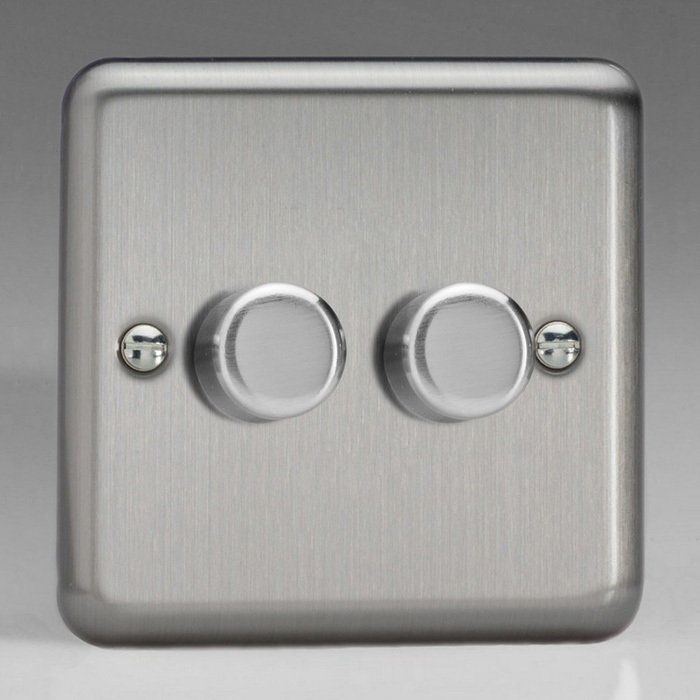 2-Gang 2-Way Matt Chrome LED Dimmer Image 1