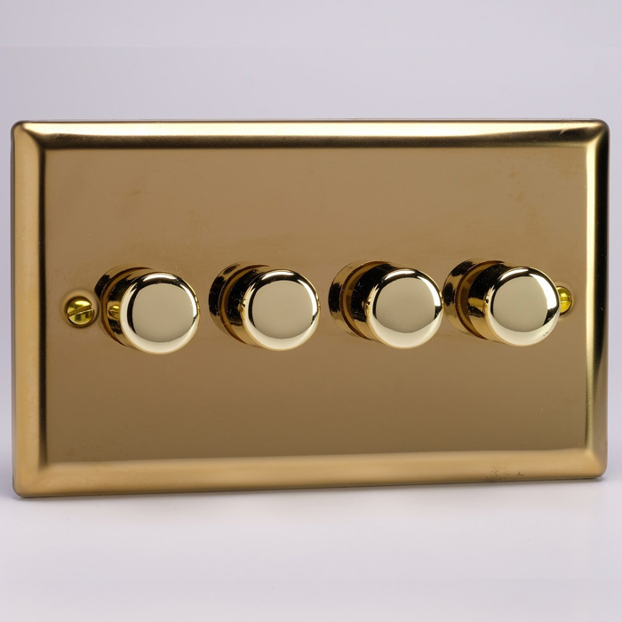 4-Gang 2-Way Victorian Brass LED Dimmer Image 1
