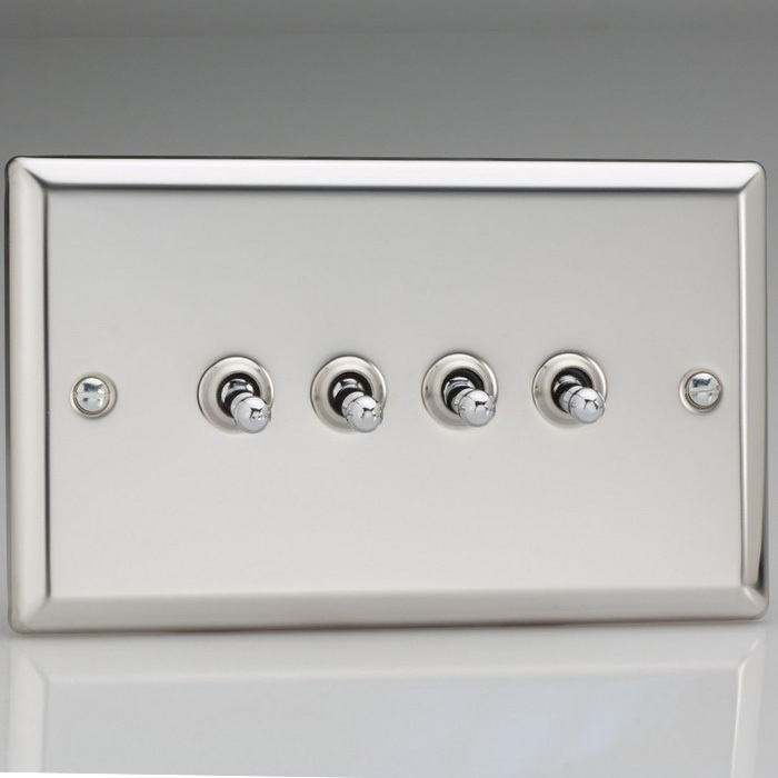 4-Gang 10A Toggle Switch - Mirror Chrome Image 1