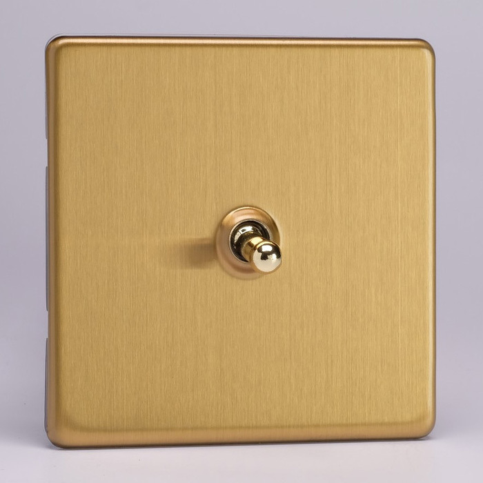 1-Gang 10A Toggle Switch - Brushed Brass Image 1