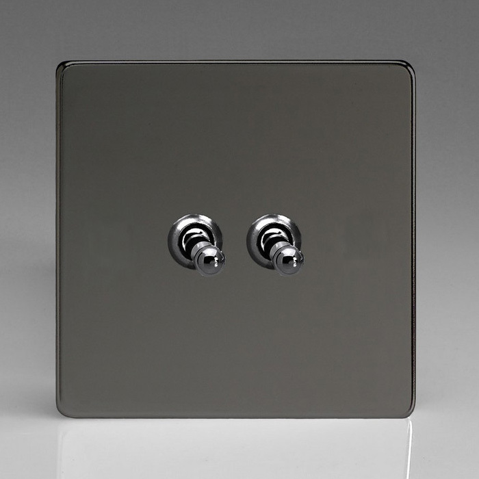 2-Gang 10A Toggle Switch - Iridium Black Image 1