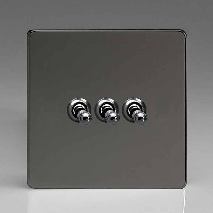 3-Gang 10A Toggle Switch - Iridium Black Image 1